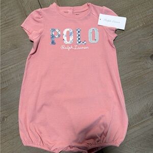 Ralph Lauren Pink POLO Logo Short-Sleeve Bubble Romper